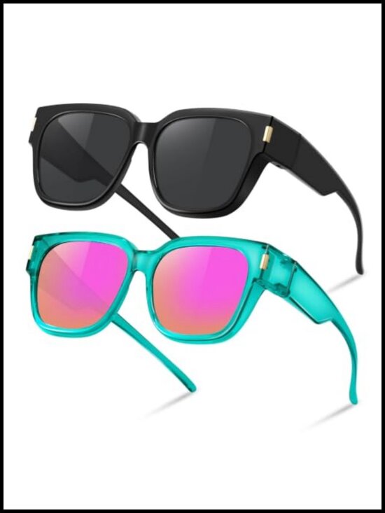 Polarized Fit Over Glasses Sunglasses Square Frame UV400 Wrap Around Driving main image 5